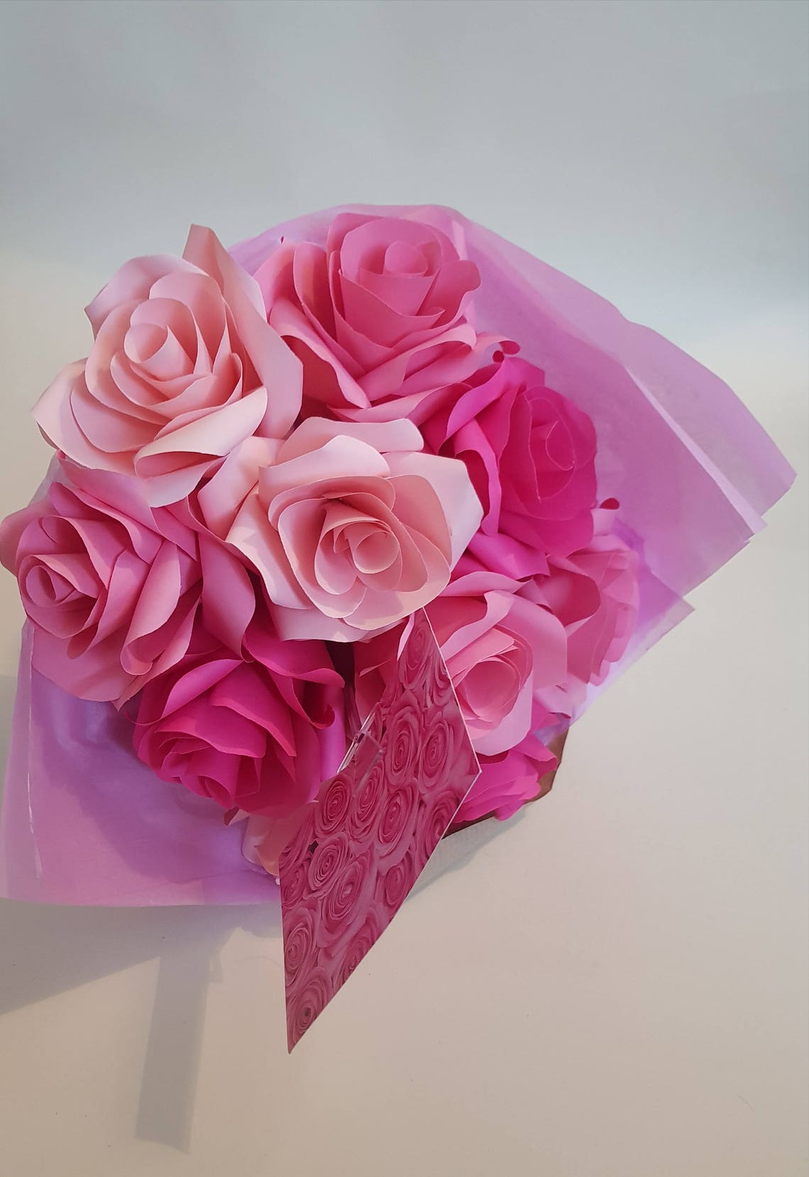 Hot Pink roses Paper flower bouquet Valentine's day Etsy