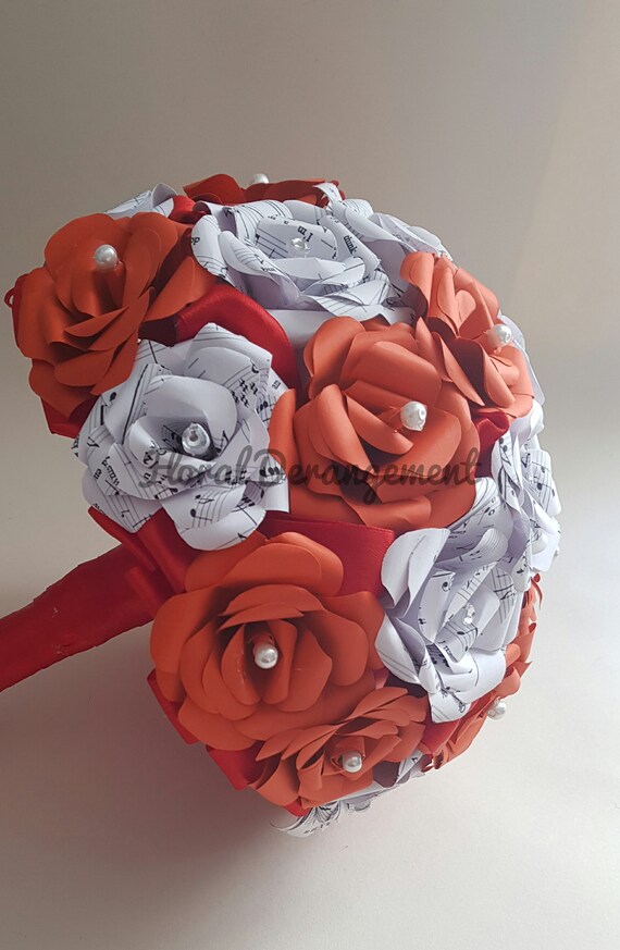 Bouquet De Mariée Fleur Papier Feuille De Chanson Et Roses Colorées Chanson Personnalisée Et Couleurs Fleurs De Mariage Alternatif