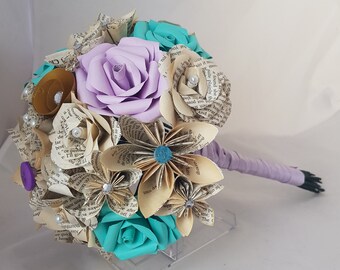 Bridal bouquet, Book bouquet, Wedding flowers, Paper flower bouquet, Book flowers // (The Gillie)