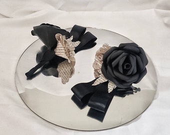Grooms buttonhole, paper flowers, black and book boutonniere, wedding buttonholes, traditional wedding, gothic wedding // (The Jackson)