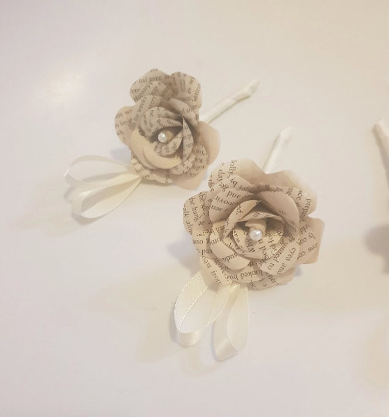 Book Page Paper Flower Roses, Artificial Paper Wedding Flowers, Bridal Bouquet, Paper Wedding Flower Collection, Handmade Paper Flowers Buttonhole