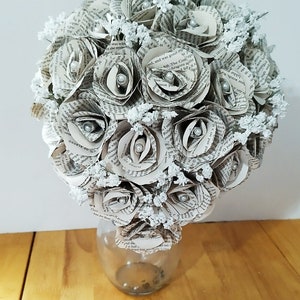 Teardrop Wedding Bouquet // cascading bridal flowers, paper flowers, rustic wedding, paper flowers, book bouquet // The Adele image 4