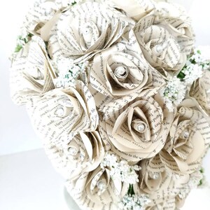 Teardrop Wedding Bouquet // cascading bridal flowers, paper flowers, rustic wedding, paper flowers, book bouquet // The Adele image 3