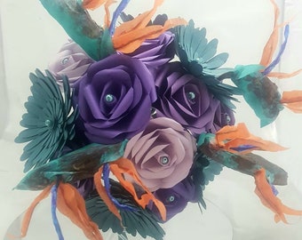 Birds of paradise bouquet, paper flowers, bridal bouquet, tropical flowers, wedding flowers, bespoke wedding // (The Serenity)