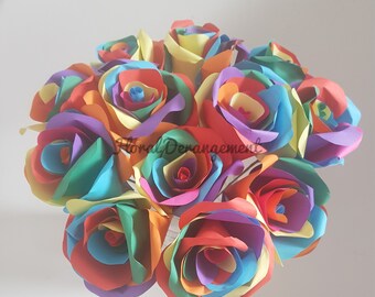 Rainbow roses, Mother's day, bouquet of paper flowers, rainbow wedding flowers, bridal flowers