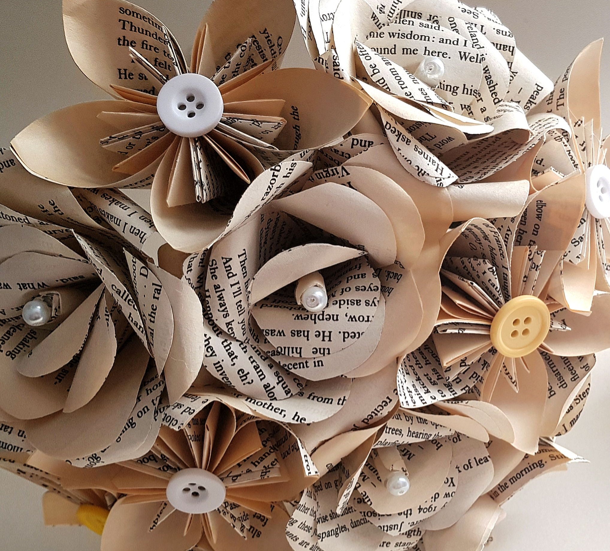 Book Bouquet Book Page Roses and Origami Bridal Bouquet Etsy UK