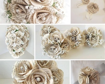 Book Page Paper Flower Roses, Artificial Paper Wedding Flowers, Bridal Bouquet, Paper Wedding Flower Collection, Handmade Paper Flowers