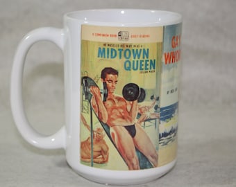 Gay Pulp Fiction book covers 15oz. Ceramic Coffee mug, Cup, tea cup