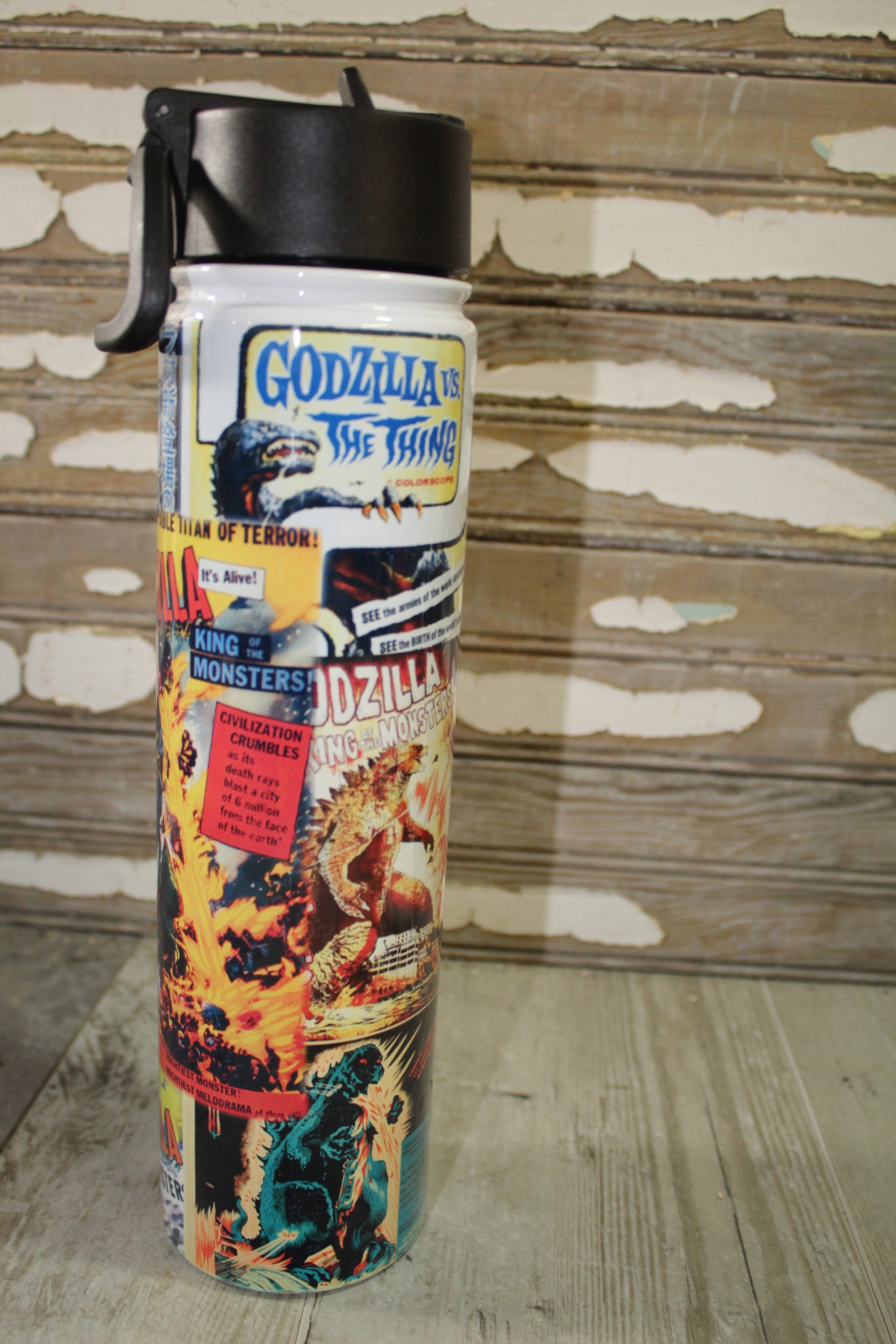 Godzilla 25 oz Hydrobottle with built-in straw and handle water bottle