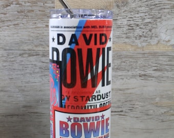 David Bowie concert poster-inspired 20 oz stainless steel tumbler