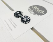 Black and white earrings - studs - vintage - women jewelry - spring summer accessory - made in Quebec