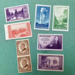 US Stamps, Vintage Non-Perforated (all 7 mint stamps for the price!)