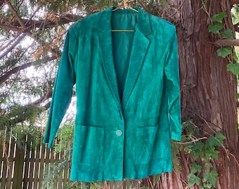 suede green blazer