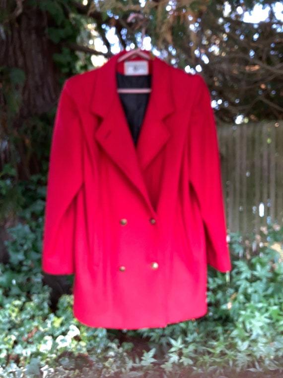 Vintage Wool Coat, Red Wool Coat, Size 15-16 Wool 