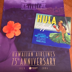 Póster de aerolínea vintage, póster original del 75.º aniversario de Hawaiian Airlines