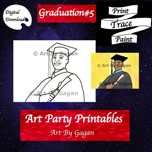 Graduation#5/Instant Digital download/DIY Paint Party printable/Pre-drawn/Outline Canvas/Adult Painting/Paint & Sip/Art Party/Stencil