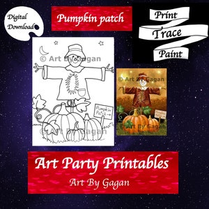 Fall/Pumpkin patch/Thanksgiving/Instant Digital download/DIY Paint/Art Party printable/Pre-drawn/Outline Canvas/Adult Painting/Paint & Sip