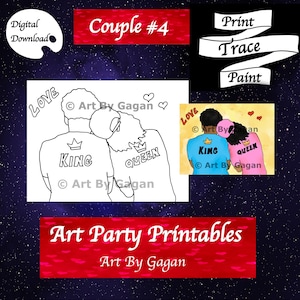  ANH3KT Painting Canvases with Pictures to Paint - Sip and Paint  Kit for Adult's Date Night - 2 Pack 8x10 Inch King and Queen Love Couple -  DIY Party Night Kit