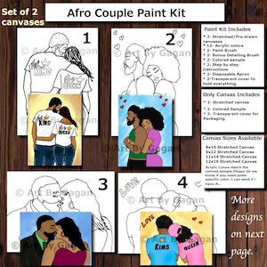 Couples/Date night/Valentines paint kit,His/Her Pre-drawn/Outline/Sketched Canvas,Teen/Adult painting, African, Paint & Sip,DIY Paint Party