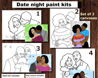 Holding Heart/couples/date Night Paint Kit,valentines Paint Party/diy Painting  Kit,pre-drawn/sketched Canvas,teen/adult Kit,paint and Sip 