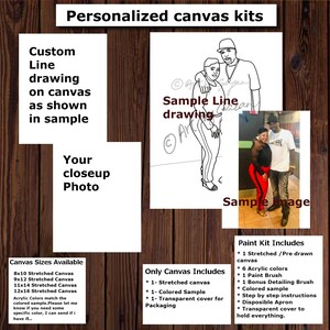 Paint your own selfie/Personalized Couples/Date night/Valentines canvas kit, Pre-drawn/Outline/Sketched Canvas, Teen/Adult/Paint & Sip