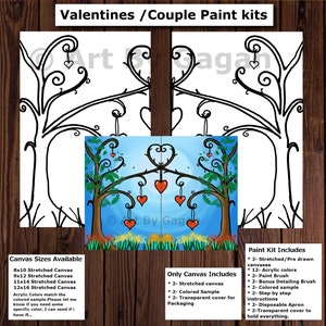 Valentine's Day / Pre-drawn Canvas / Pre-sketched Canvas / Outlined Canvas  / Sip and Paint / Paint Kit / Canvas Painting / DIY Paint Party 