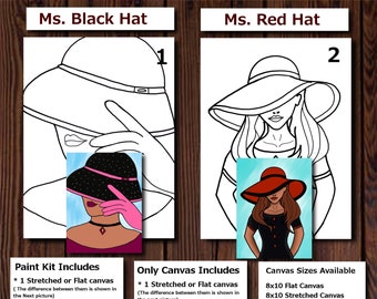 Pre-drawn / Outline/Sketched Canvas, Teen/Adult painting, African/ Caucasian Women, Paint & Sip, DIY Paint Party, Art Party, Black Love