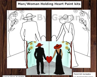 Couples Holding Heart DIY Paint Kit, Date Night Activity, Valentines paint party