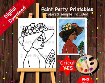 Church lady/Instant Digital download/DIY Paint Party printable/Pre-drawn/Outline Canvas/Adult Paint/Paint & Sip/Art PartyGirls date night
