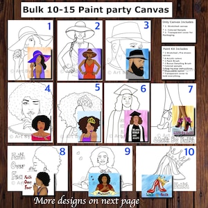 Bulk Order of 10-15 Canvases,pre Drawn/outlined/sketched Canvas,teen/adult  Painting Kit,african/american/caucasian Lady,paint and Sip 