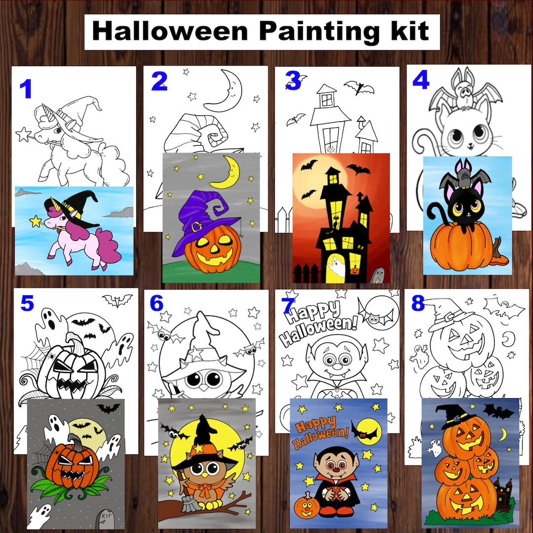 Halloween Paint Party Canvas,kids Paint Party Canvas,halloween DIY