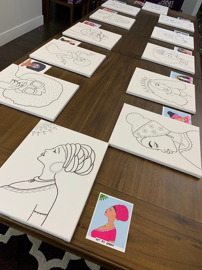 Predrawn/Outline/Sketched Canvas Teen/Adult painting Etsy