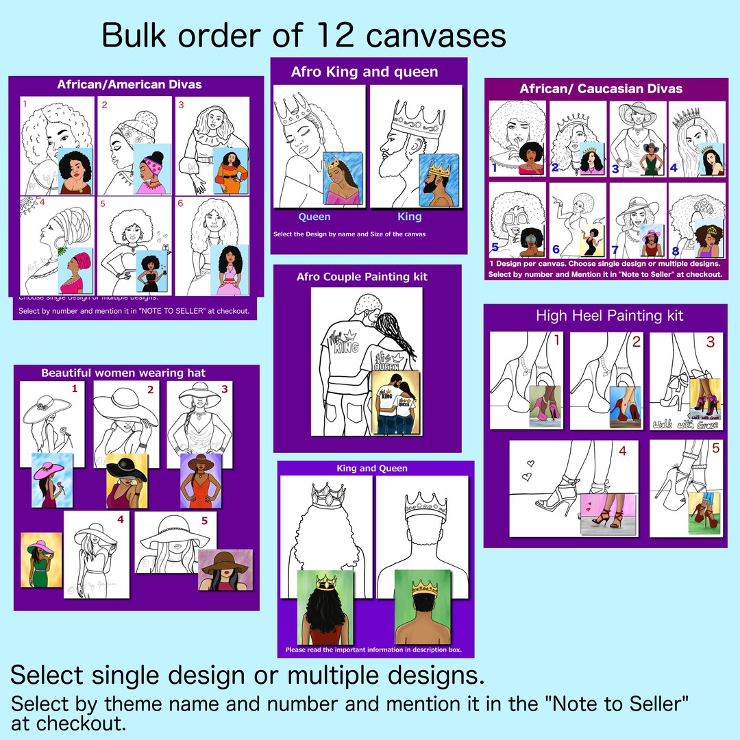 Bulk Order of 12 Canvases,pre Drawn/outlined/sketched Canvas,teen/adult