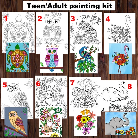 Pre Drawn/outlines/sketched Canvas,kids/teen/adult Painting Kit,bday Paint  Party, Corporate Event, Adult Sip and Paint Party, Wall Decor 