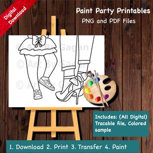 Mom and me Heels/Air Jorden/Mothers day/Instant Digital download/DIY Paint Party printable/Pre-drawn Canvas/Adult Paint & Sip/Girls night