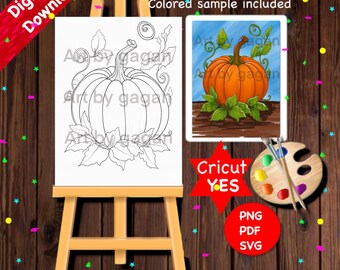 Pumpkin/Fall theme/Instant Digital download/DIY Paint Party printable/Pre-drawn Canvas/Adult Paint & Sip/Girls date night