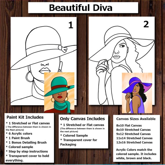 Predrawn Canvas Outlined Sketch for DIY Sip Paint Party, Sun Hat Lady Pre  Sketched Drawing and Art Painting Kit, Adult Craft Gift Idea 