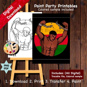 Juneteenth/Instant Digital download/DIY Paint Party printable/Pre-drawn/Outline Canvas/Adult Paint/Paint & Sip/Black freedom