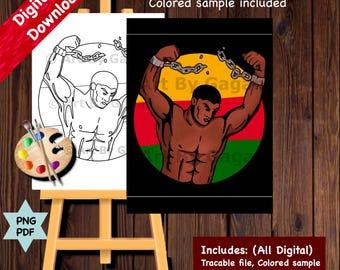 Juneteenth/Instant Digital download/DIY Paint Party printable/Pre-drawn/Outline Canvas/Adult Paint/Paint & Sip/Black freedom