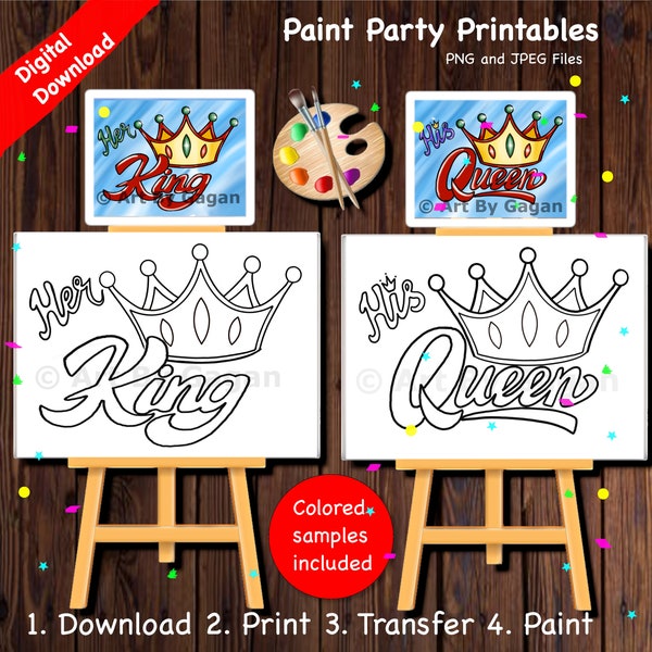 King and Queen Paint Printable - Etsy