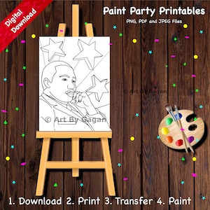 MLK Paint kit/Instant Digital download/DIY Paint Party printable/Pre-drawn/Outline Canvas/Adult Painting/Paint & Sip/Art Party/Stencil