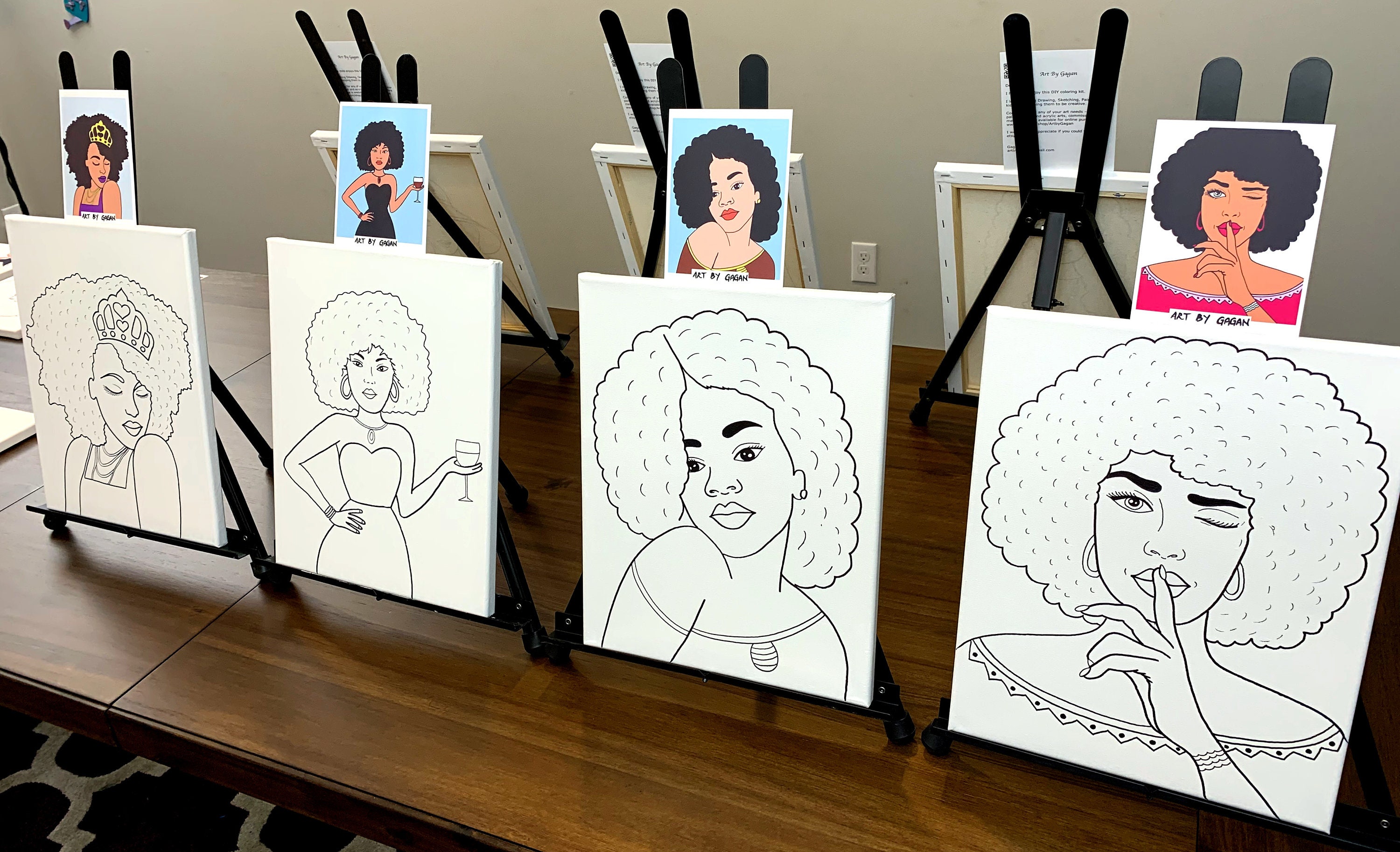 Kneeling Queen Pt 1 Pre Drawn Canvas for Painting, Sip and Paint Canvas