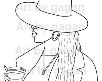 Coffee lovers, Pre-drawn/sketched canvas,Teen/Adult painting kit,Paint and sip, Ladies night, Paint party
