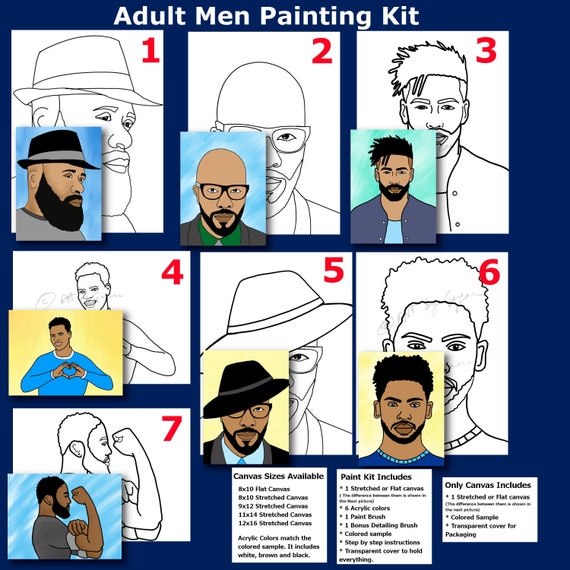 Pre-drawn/outlined/sketched Canvas,teen/adult Men Painting Kit