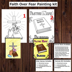 Bible/Faith over Fear/Blessed Canvas,Pre-drawn/Outlined/sketched canvas,Teen/Adult painting kit,African/American/Caucasian,Paint and sip
