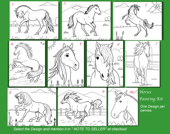 Paint Your Own Horse, DIY Paint Kit-horse, Pre-drawn Canvas Horse,  Adult/teen Paint Party Favor, Horse Art Party Favors,canvas for Kids 