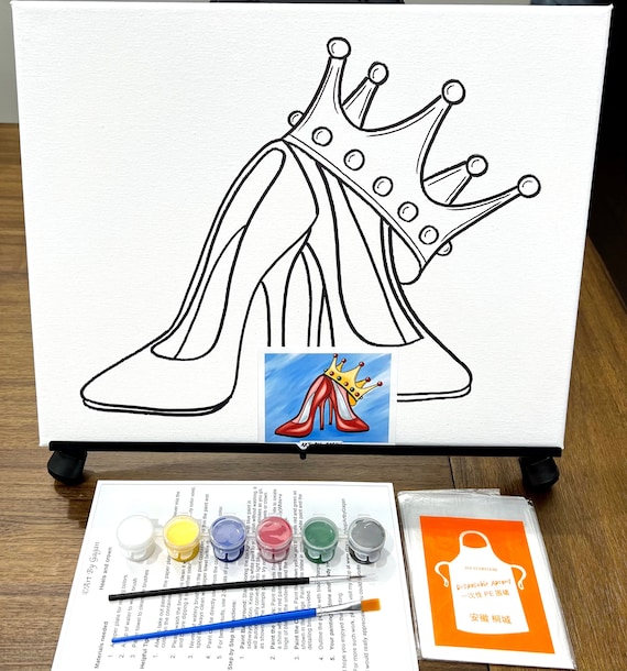 Heels Pt 5 Pre Sketched Canvas, Pre Drawn Canvas for Painting, Sip and  Paint Canvas, Art Kits, Paint Party Canvas, Art Activity 