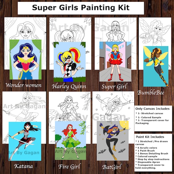 Popular Childrens Paint Set  Pre-Drawn Canvas - Everything Included