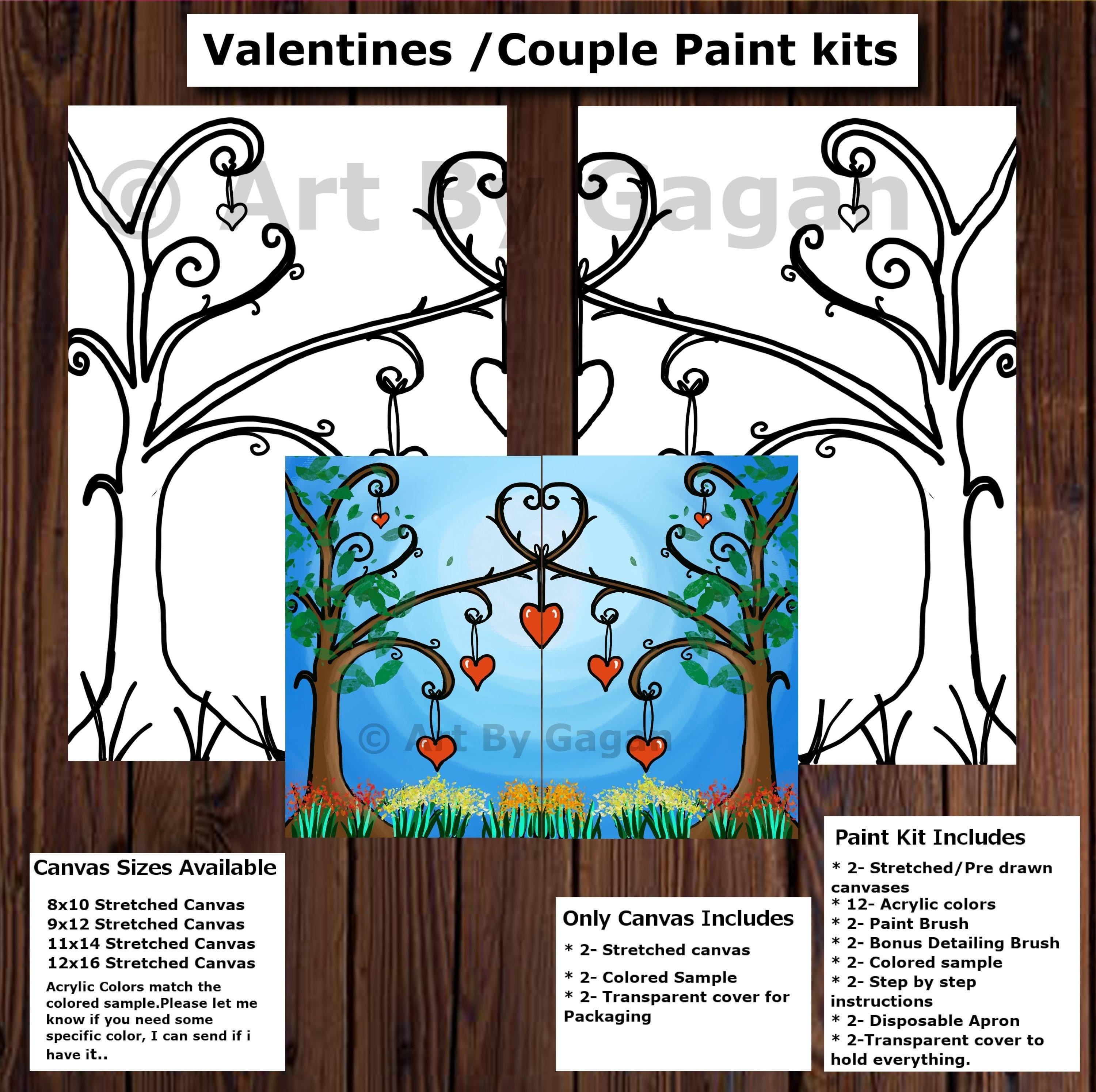  Pre Drawn Paint Canvas Kit for Painting for Adults, 8x10  Stretched Canvas Outline Sip and Paint Party Supplies Acrylic Paint Set for  Adult's Christmas Gift Date Night DIY Art