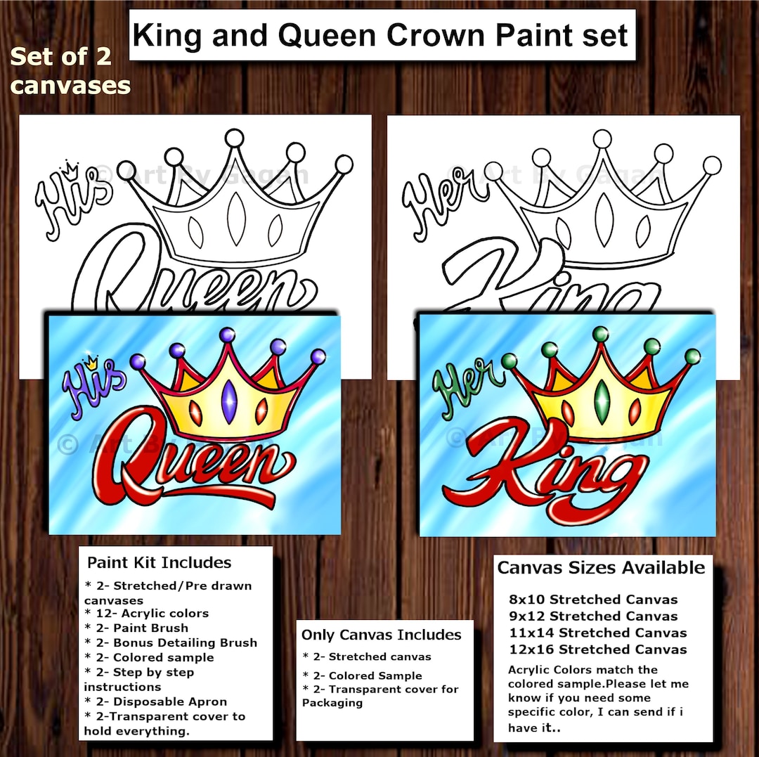 King/queen Crown/couples/date Night Paint Kit,valentines Paint/diy